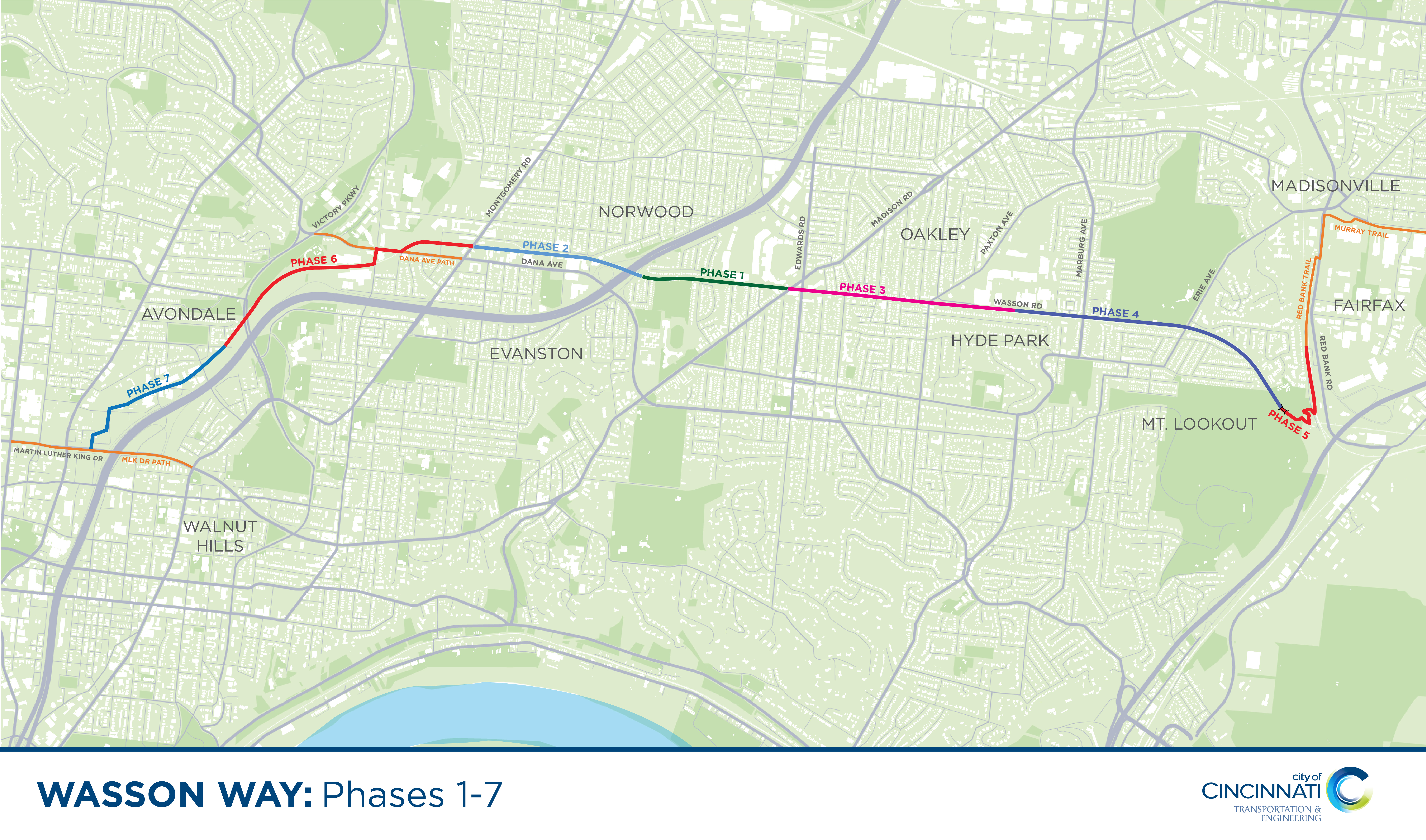 A map of the Wasson Way.